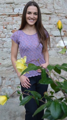 Halenka Nina 100% vlna fialový melír - Velikost oblečení: L